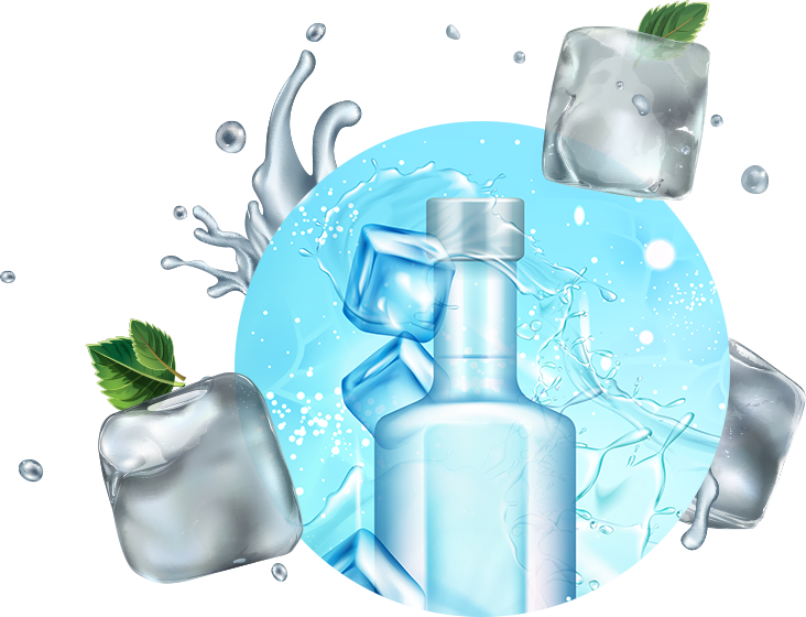 Botella de agua salpicando frescura